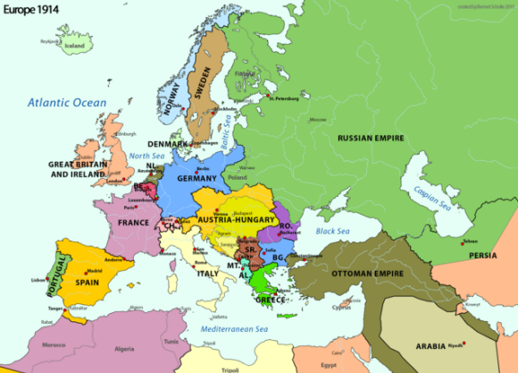  Politische Karte Europa 1914